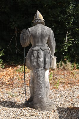 Lot 421 - A carved marble figure of a Tudor figure