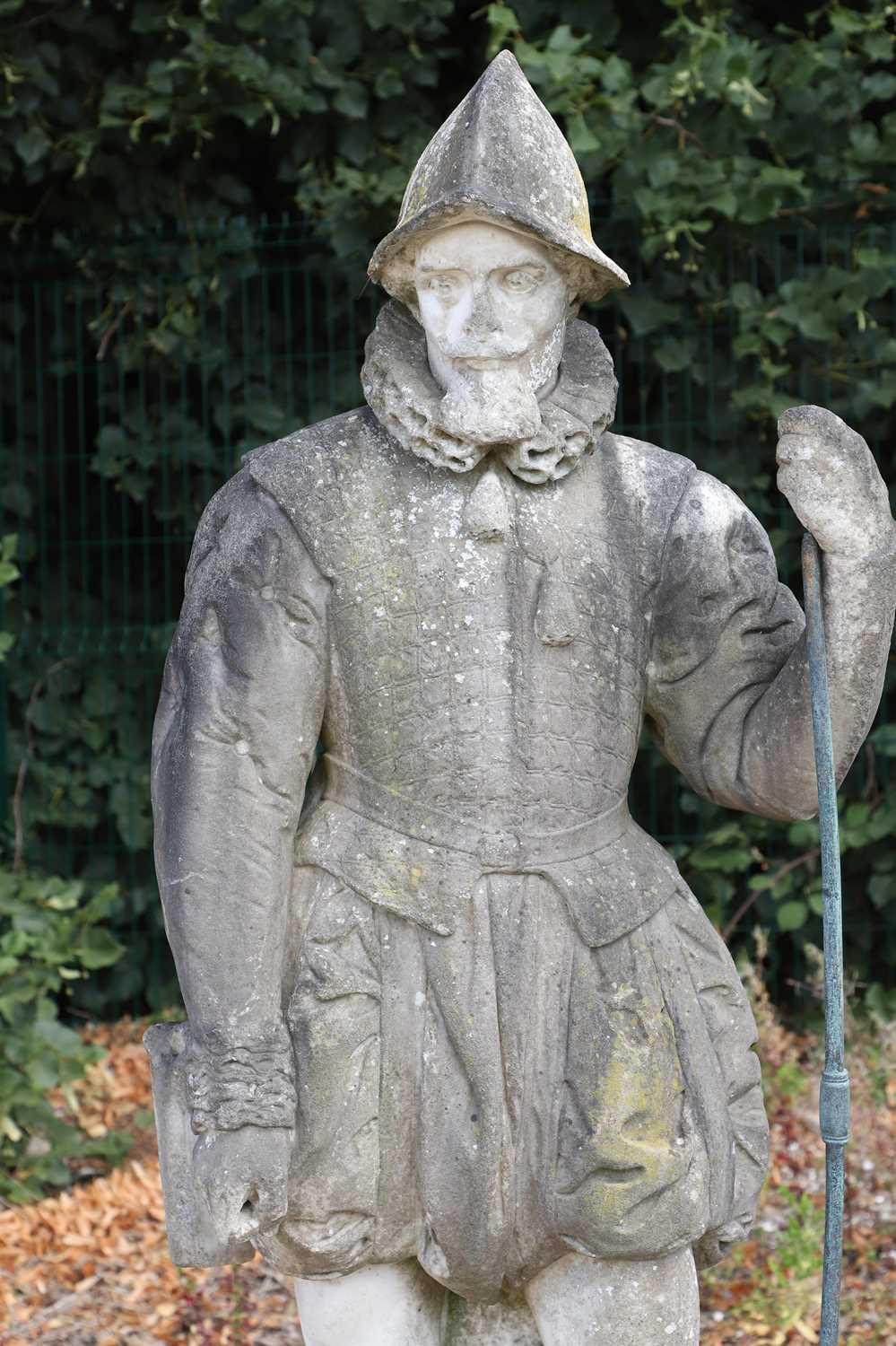 Lot 421 - A carved marble figure of a Tudor figure