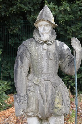 Lot 421 - A carved marble figure of a Tudor figure