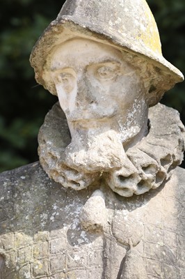 Lot 421 - A carved marble figure of a Tudor figure