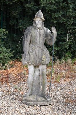 Lot 421 - A carved marble figure of a Tudor figure