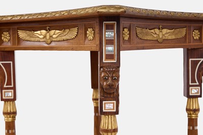 Lot 73 - An Egyptian Revival kingwood and parcel-gilt occasional table attributed to Johnstone, Norman & Co.