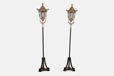Lot 171 - A pair of large baroque-style silver-plated gondola lanterns