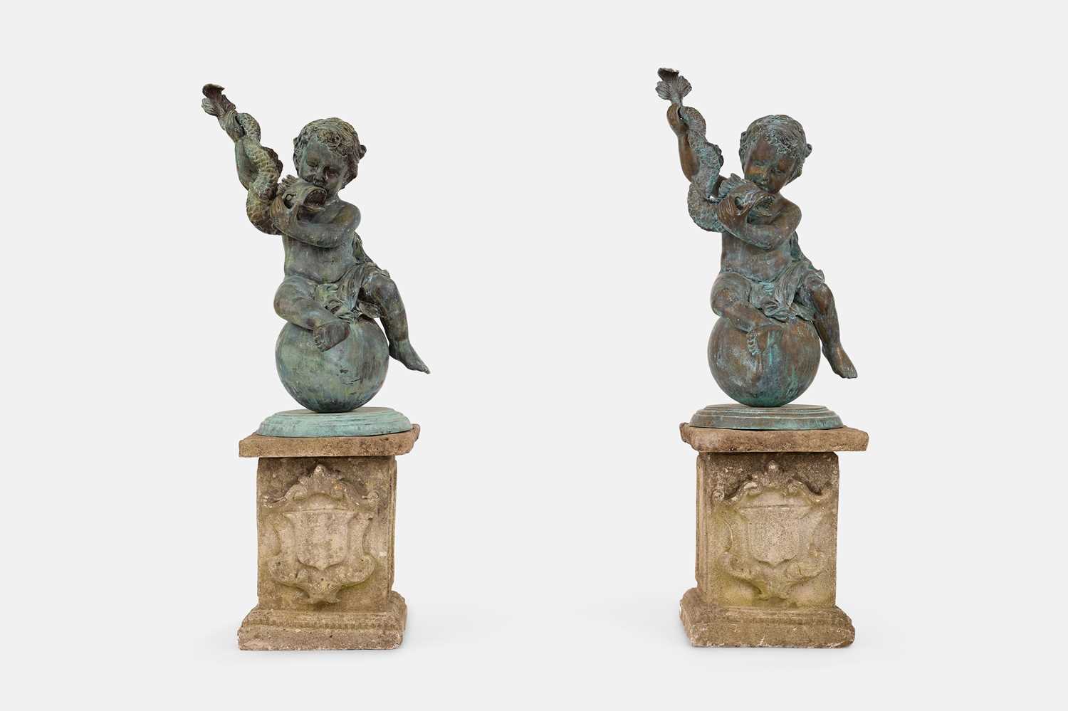 Lot 412 - A pair of bronze figure groups
