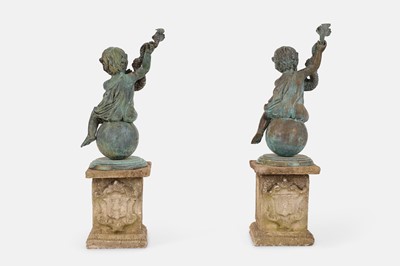 Lot 412 - A pair of bronze figure groups