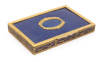 Lot 310 - A gilt brass guilloché enamel and jewelled box