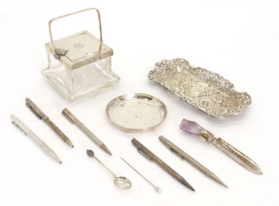 Lot 46 - A silver pen tray