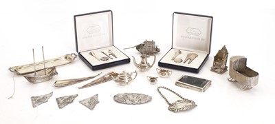 Lot 50 - A silver miniature tea service and tray