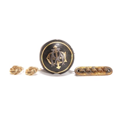 Lot 241 - Two Victorian brooches and a pair of modern earrings