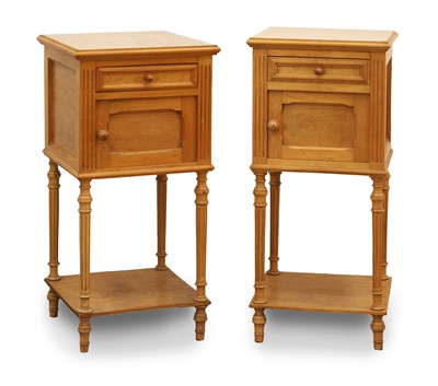 Lot 527 - A matched pair of French satin birch pot cupboards