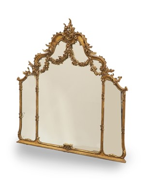 Lot 491 - A carved giltwood and composition overmantel mirror