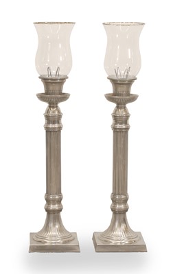 Lot 325 - A pair of silver plated storm lanterns