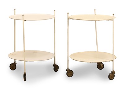 Lot 528 - A pair of painted metal butler's tray occasional tables