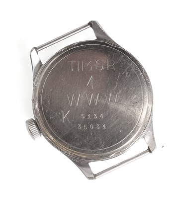 Lot 4 - A WWII Timor stainless steel British military-issued ‘Dirty Dozen’ mechanical wristwatch
