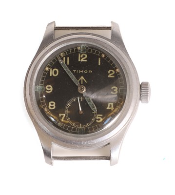 Lot A Timor WWII stainless steel British military-issued ‘Dirty Dozen’ mechanical wristwatch