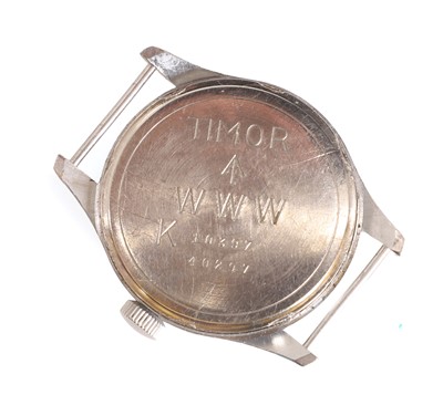 Lot 5 - A Timor WWII stainless steel British military-issued ‘Dirty Dozen’ mechanical wristwatch