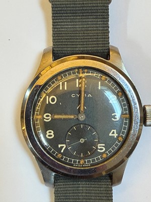 Lot 7 - A Cyma stainless steel British military-issued ‘Dirty Dozen’ mechanical wristwatch