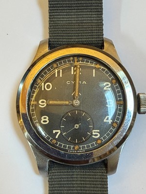 Lot 7 - A Cyma stainless steel British military-issued ‘Dirty Dozen’ mechanical wristwatch