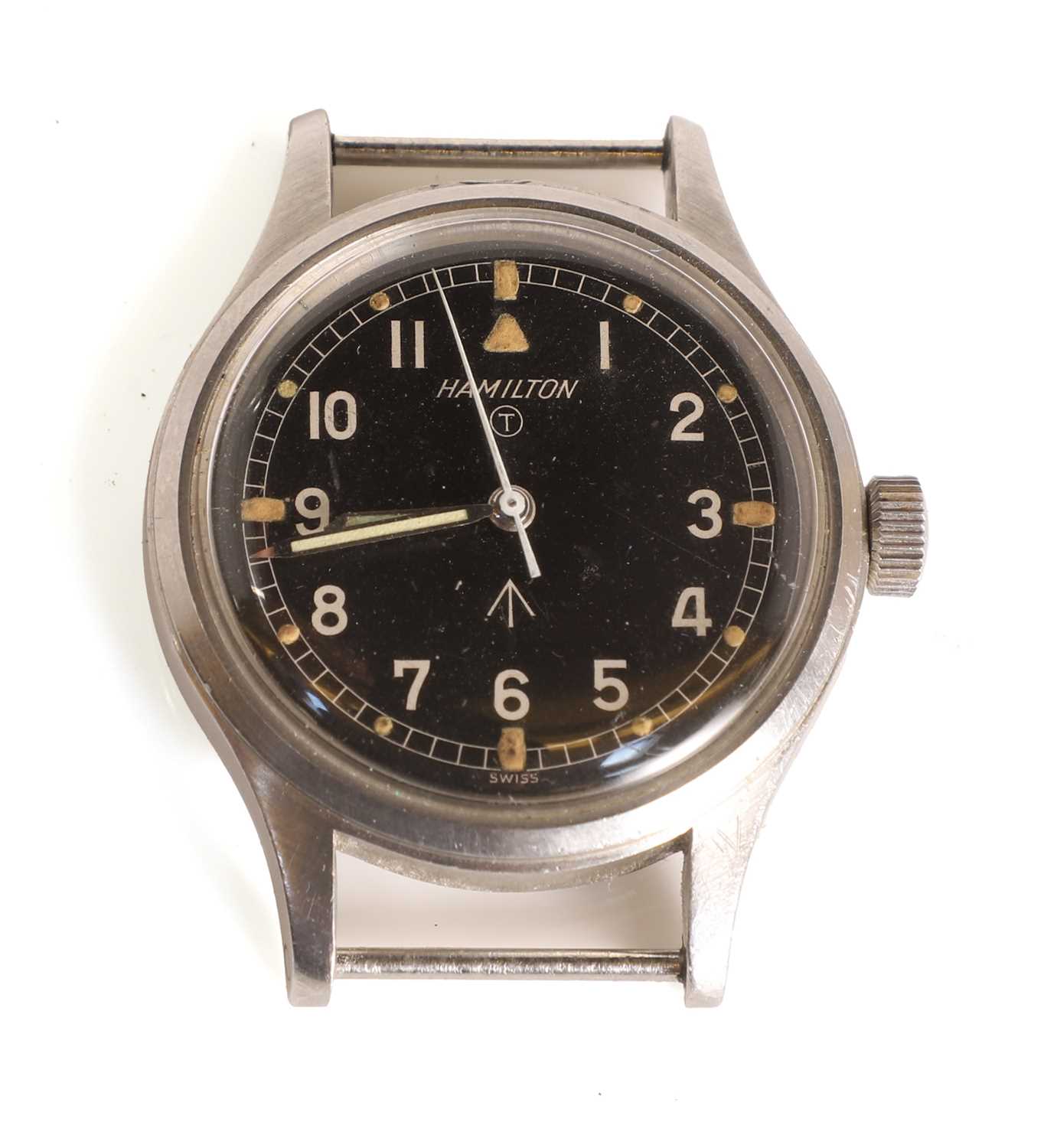 Lot 12 - A Hamilton stainless steel military issued RAF mechanical wristwatch