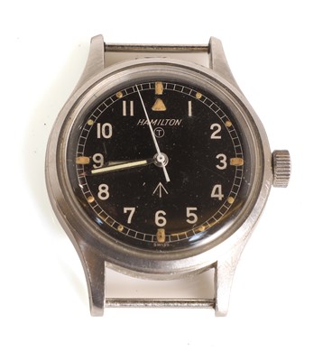 Lot 12 - A Hamilton stainless steel military issued RAF mechanical wristwatch