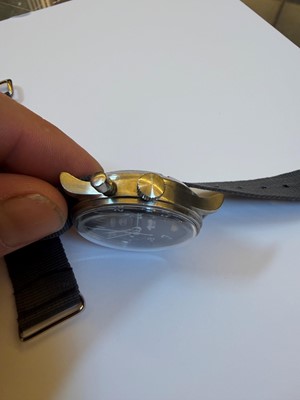 Lot 14 - A Lemania monopusher chronograph stainless steel mechanical wristwatch