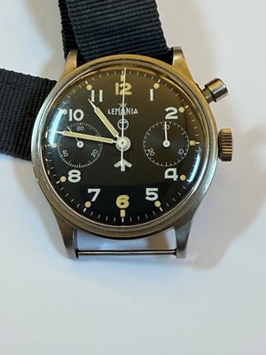 Lot 14 - A Lemania monopusher chronograph stainless steel mechanical wristwatch