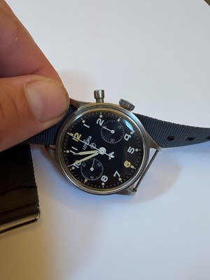 Lot 14 - A Lemania monopusher chronograph stainless steel mechanical wristwatch