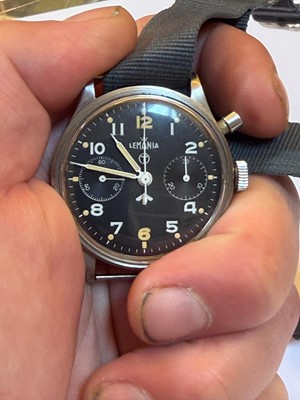 Lot 14 - A Lemania monopusher chronograph stainless steel mechanical wristwatch