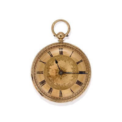 Lot 328 - An 18ct gold fob watch