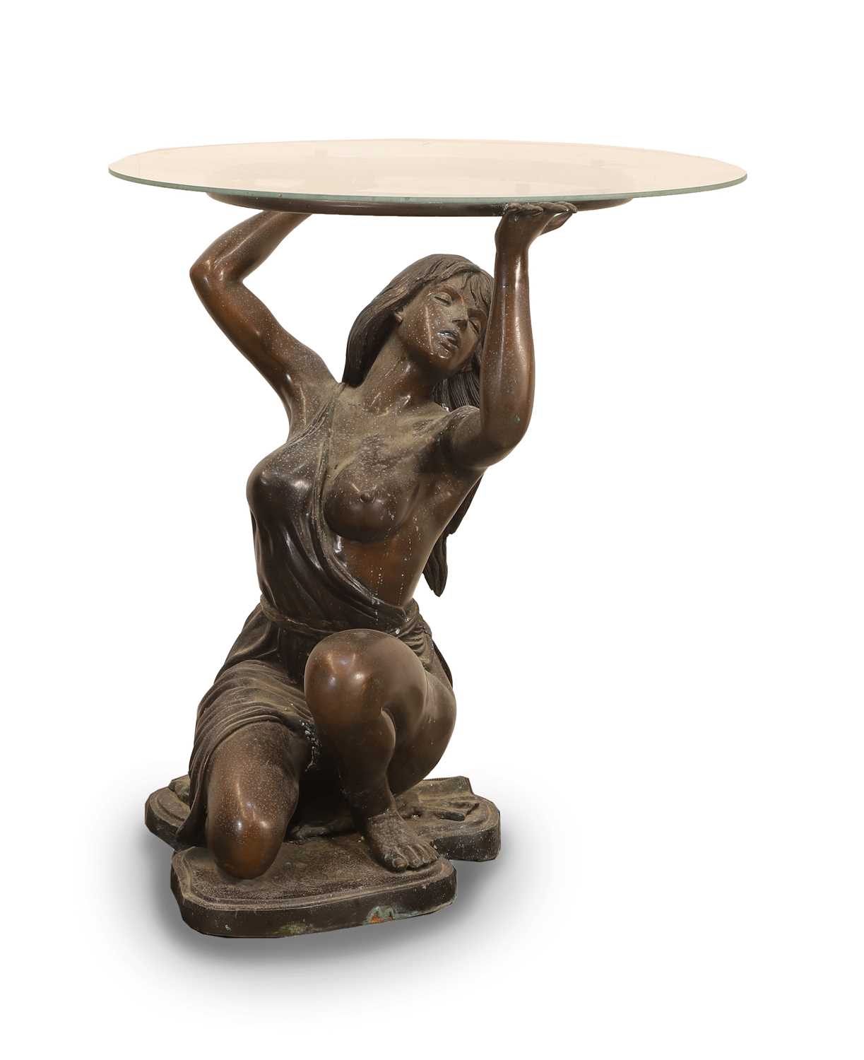 Lot 531 - Metal and glass figural coffee table