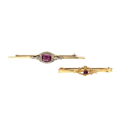 Lot 168 - Two gem set bar brooches