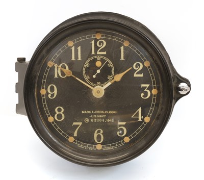 Lot 24 - A World War II US Navy Mark I deck clock