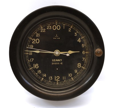 Lot 27 - A World War II US Navy 24-hour bulk head clock