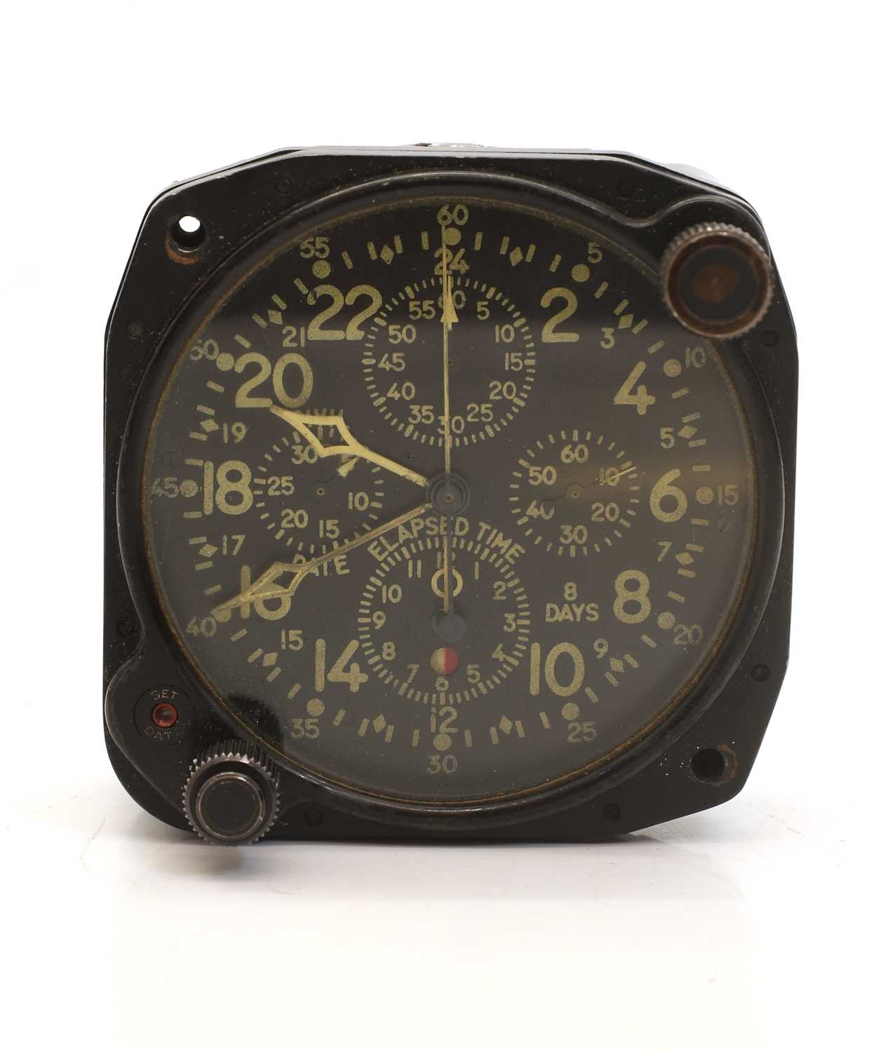 Lot 45 - A US military Hamilton 24-hour elapsed time five dial aircraft clock