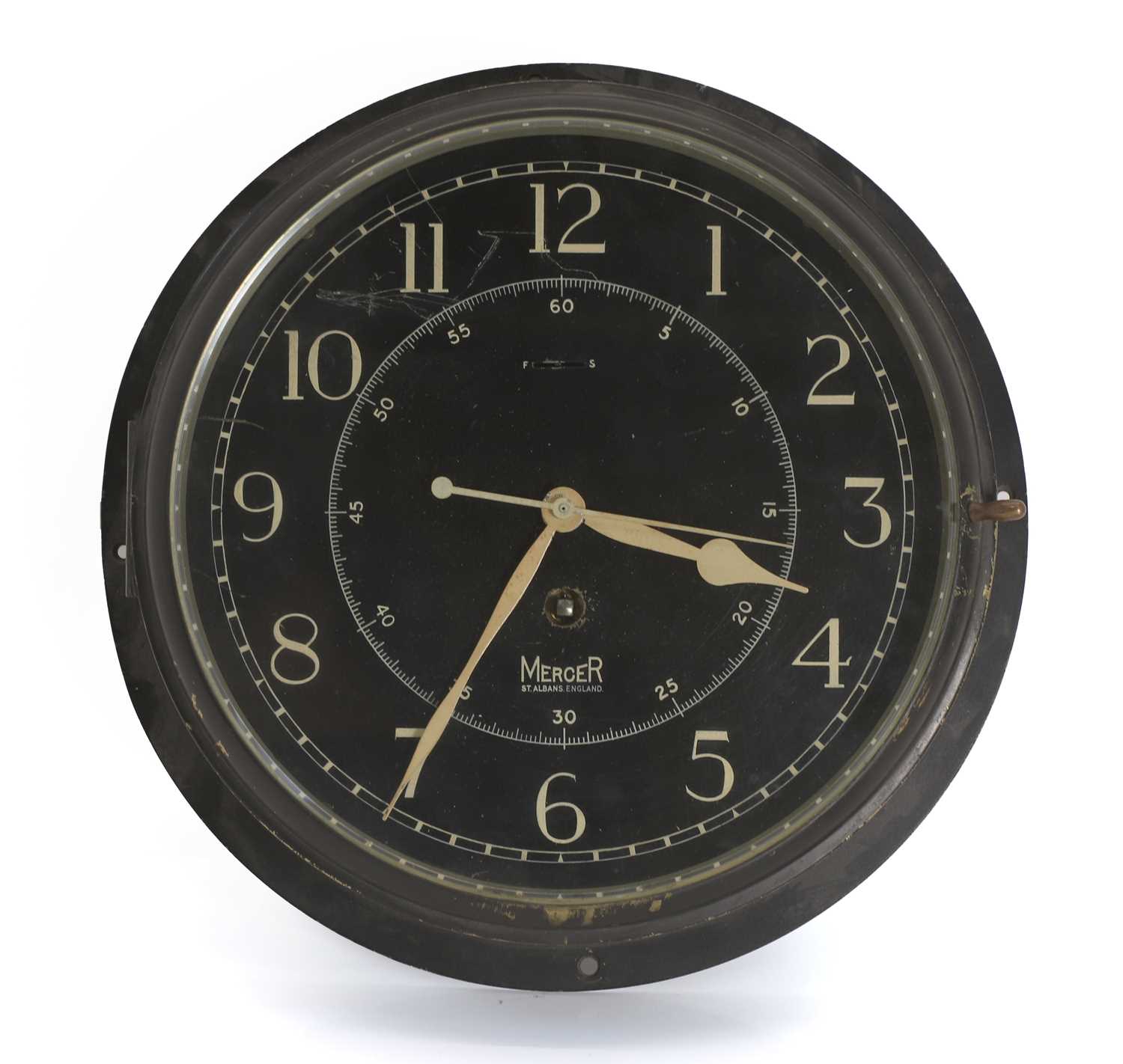Lot 46 - A British Naval bulkhead ships clock