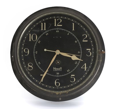 Lot 46 - A British Naval bulkhead ships clock