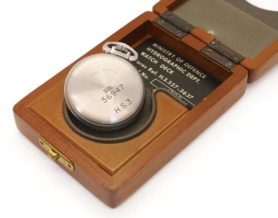 Lot 48 - A Royal Navy chrome and nickel plated open face deck pocket watch