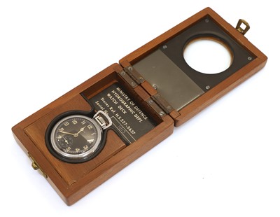 Lot 49 - A Royal Navy chrome and nickel plated open-faced deck pocket watch