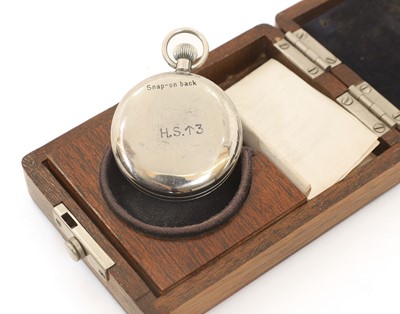 Lot 53 - A Royal Navy chrome plated open faced deck pocket watch