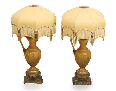 Lot 480 - A pair of Art Deco glass table lamps