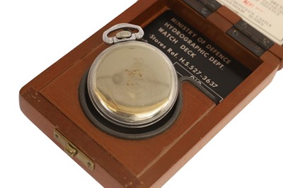 Lot 57 - A US Navy chrome and nickel plated open-faced deck pocket watch