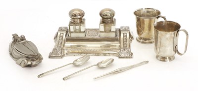 Lot 39A - An Art Nouveau silver plated inkstand