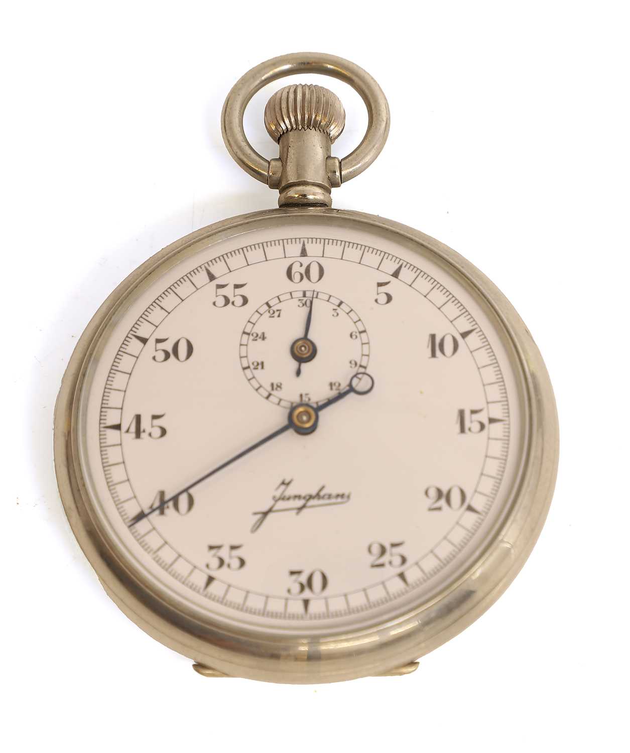 Lot 68 - A German nickel-cased open-face stop watch