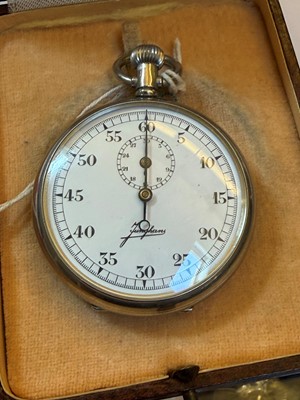 Lot 68 - A German nickel-cased open-face stop watch