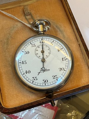 Lot 68 - A German nickel-cased open-face stop watch
