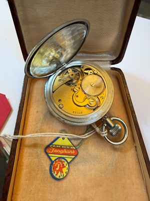 Lot 68 - A German nickel-cased open-face stop watch