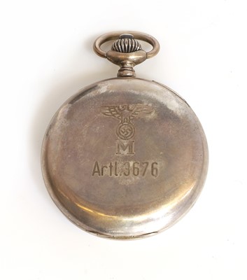 Lot 77 - A German Kriegsmarine .800 silver open face pocket stop watch