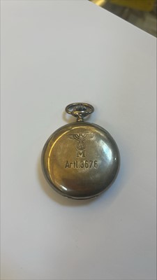 Lot 77 - A German Kriegsmarine .800 silver open face pocket stop watch