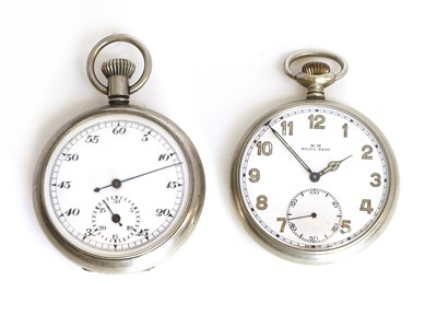 Lot 78 - A German Kriegsmarine open face pocket watch and a stop watch