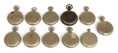 Lot 85 - Eleven various military open face pocket watches and stop watches